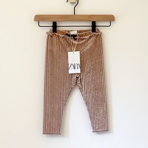 NWT Zara Baby Girl Pleated Velvet Legging